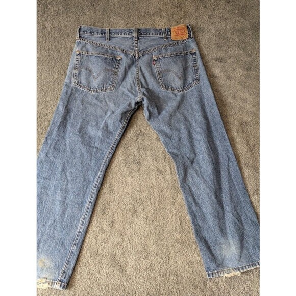 Vintage Levis 501 Jeans Mens 42 X 30 Medium Wash Mid Rise Blue Denim Pants Zip - Picture 7 of 13